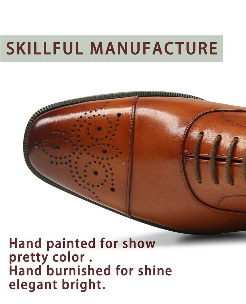 FRASOICUS Latest Model Men Dress Shoes Formal Oxford Office Genuine Leather Shoes Brown - Image 4